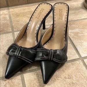 Schutz Black Leather Women's Heels